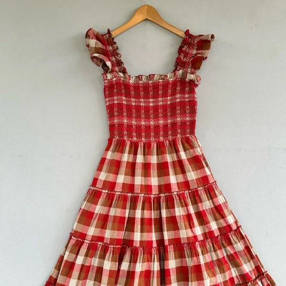 🎉5 for $45🎉Aureum  Plaid Smocked dress size S - Picture 2 of 8